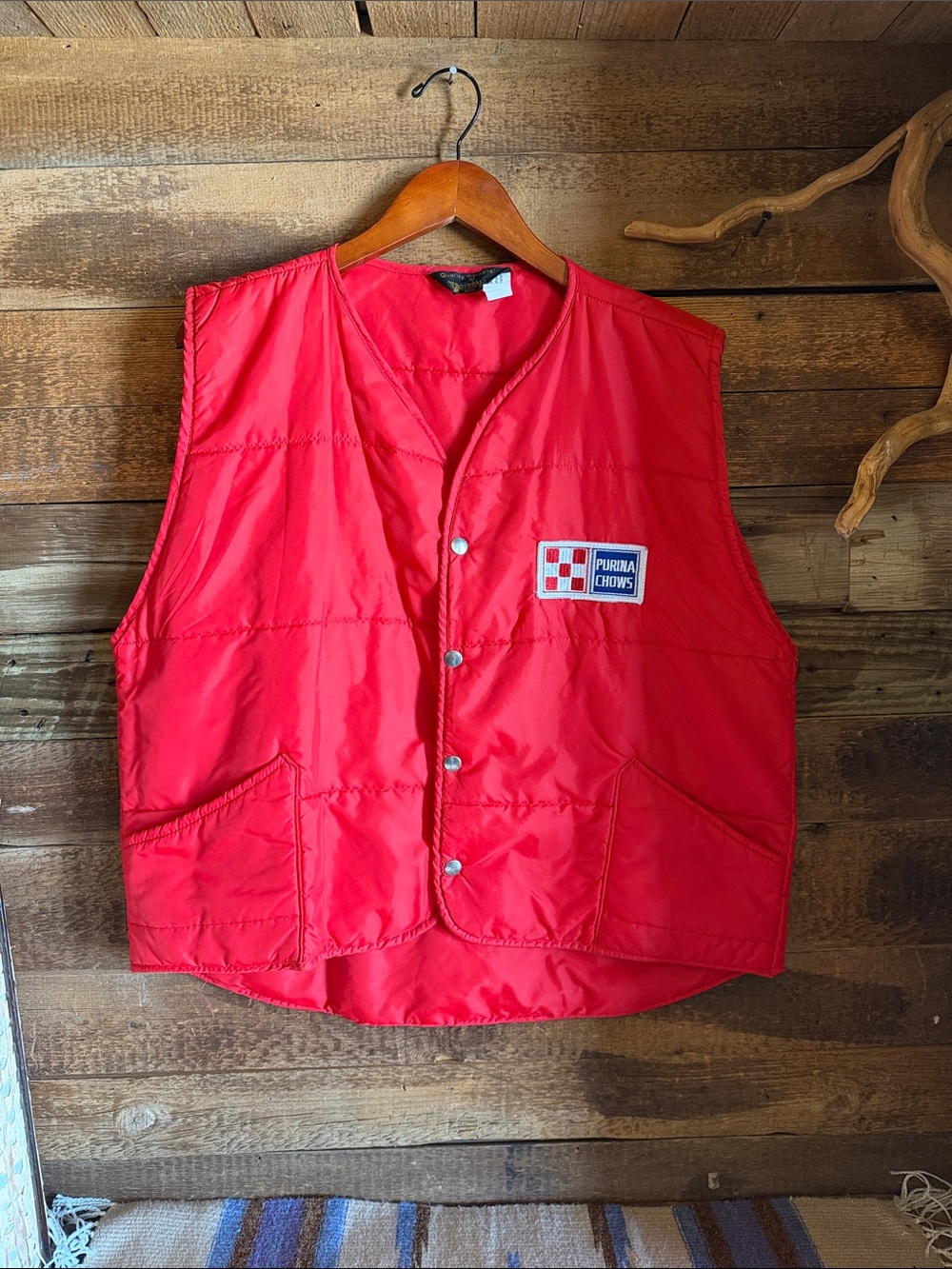 Red Quilted Snap-Front Vest